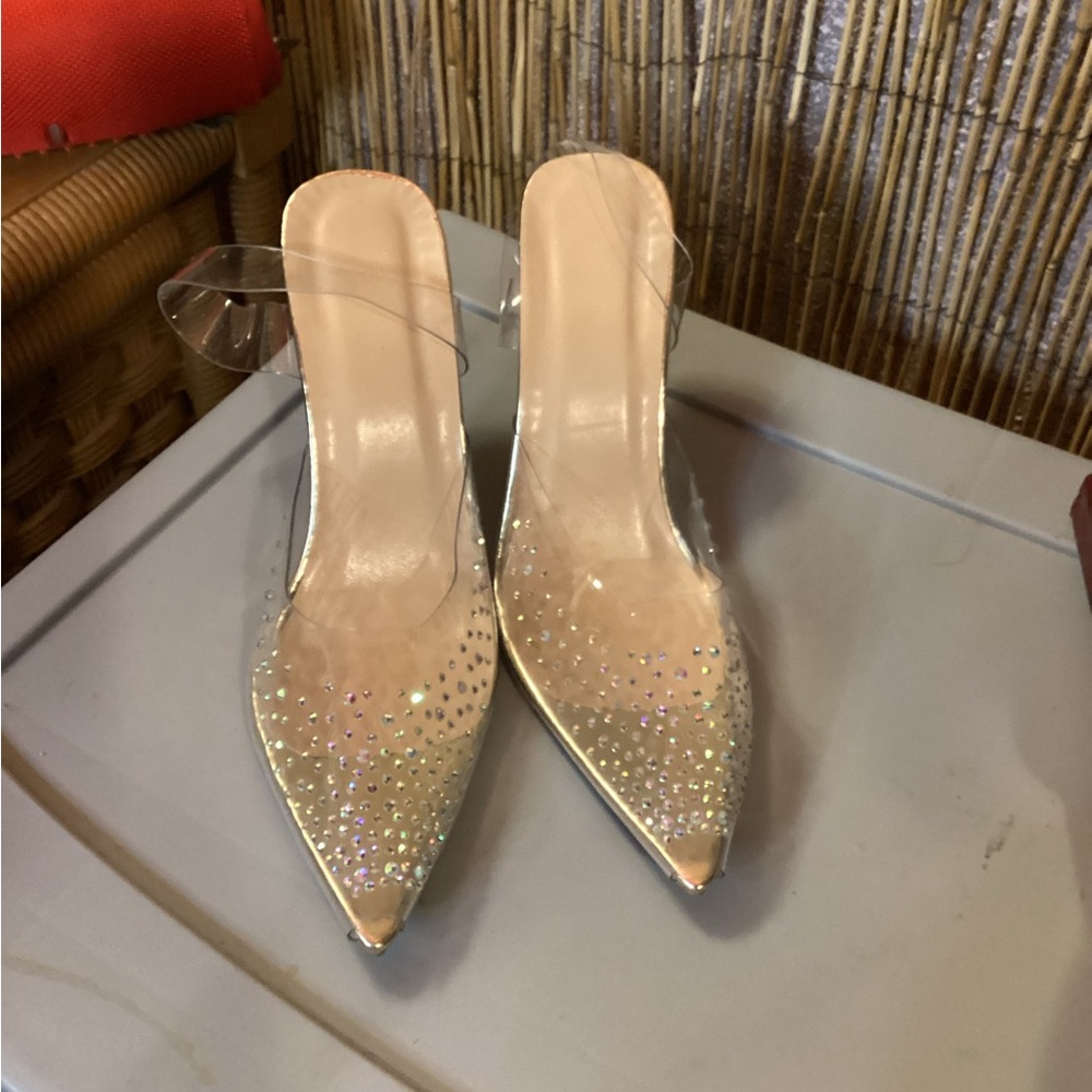 Clear bling heels